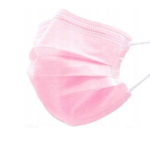 Mască chirurgicală roz tip IIR 50pcs medicale, cu trei straturi, pe bandă elastică